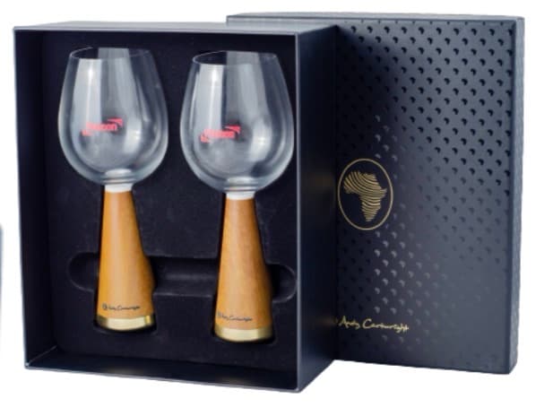 Wood-Stem Designer Wine Glass Gift Set