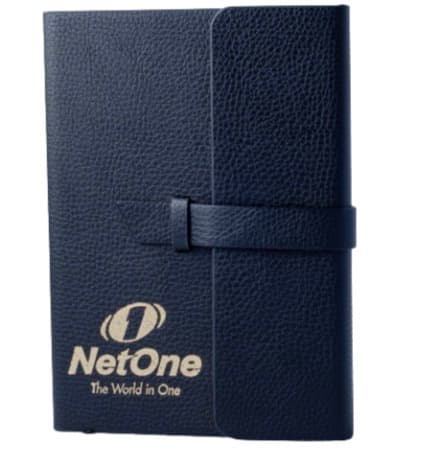 Pebble-Grain Executive Notebook with Wrap Strap
